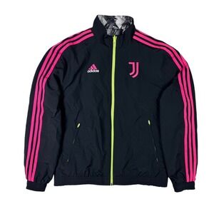 Adidas Juventus Reversible Anthem Jacket Mens Medium Black Pink HS9808 Excellent